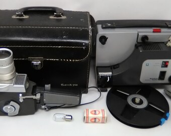 Vintage Sankyo Dualux 1000 Projector and U-8 Zoom Camcorder Made in Japan