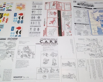 Mego Micronauts Takara Amazon Transformers Vintage Toys 80s Action Figure Stickers and Instruction Manuals