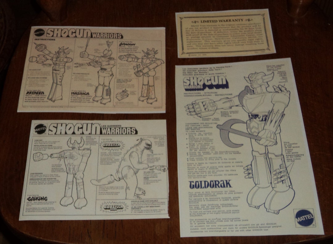 Jumbo Machinder Shogun Warriors Reproduction Instruction Sets Vintage