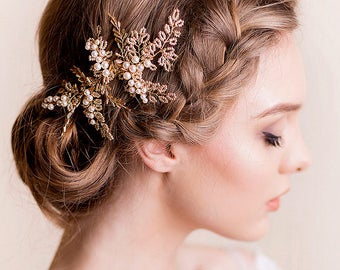 Wedding Hair Piece Vintage Chic - Gold Headpiece Bridal - Bridal Hair Accessories - Decorative Comb