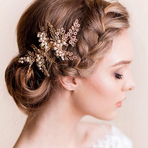 Wedding Hair Piece Vintage Chic Gold Headpiece Bridal Bridal Hair Accessories Decorative Comb image 1