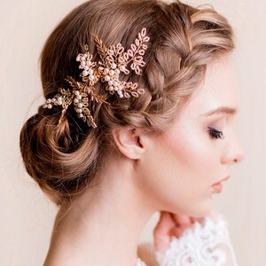 Wedding Hair Piece Vintage Chic Gold Headpiece Bridal Bridal Hair Accessories Decorative Comb image 2