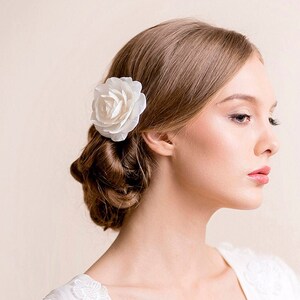 Bridal Hair Flower Rose Wedding Hair Flower Flower Hair Clip Wedding Clip White, Ivory Bridal Hair Accessories image 2