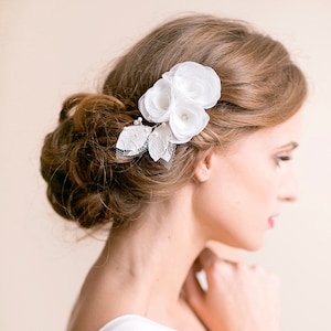 Bridal Hair Piece Ivory or White Flower Hair Piece Organza Lace Wedding Hair Accessories Bridal Hair Accessories image 1
