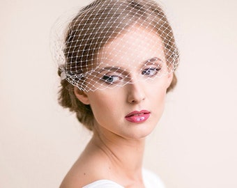 Birdcage Wedding Veil - Vintage Veil - Bandeau Veil - French Net Veil - Bird Cage Veil - Face Veil - Birdcage Bridal Veil Ivory, White