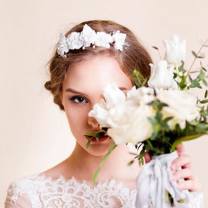 Bridal Crown Floral Bridal Head Piece Silk Flower Crown Wedding Headpiece Wedding Hair Piece image 1