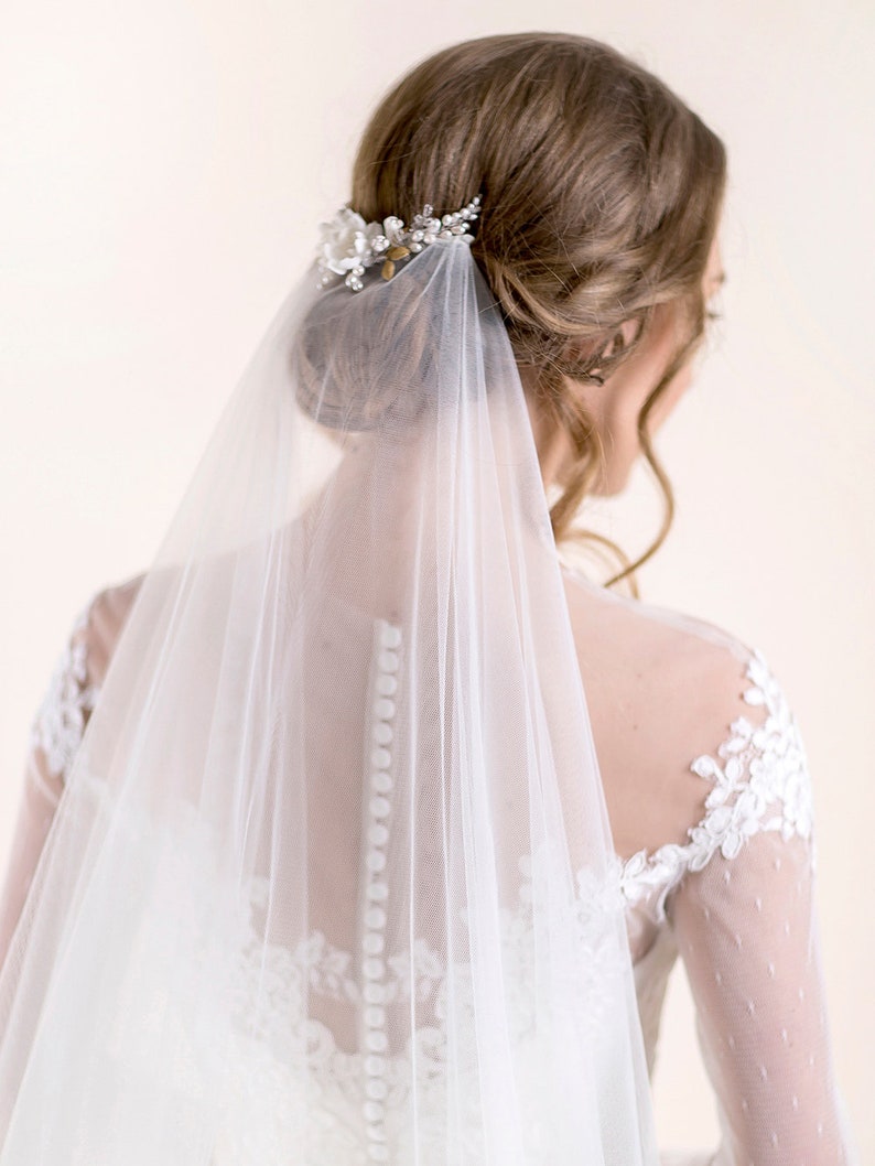 Tulle Bridal Veil Simple Blusher Veil Handmade Wedding Veil image 3