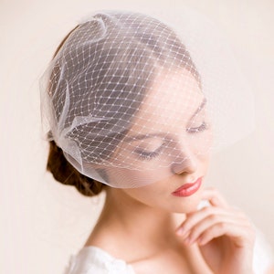 Bridal birdcage veil double Bandeau style double birdcage veil Bridal blusher veil Wedding birdcage veil Ivory, soft white, white image 3