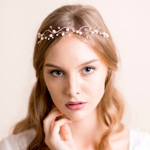 Wedding Tiara of Pearl and Rhinestone - Bridal Tiara Freshwater Pearl - Bridal Crown - Bridal Hair Accessories - Gold or Silver