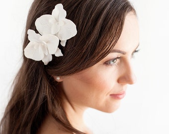 Orchid Hair Pins - Set of 2 Bridal Hair Flowers Orchid - Bridal Flower Hair Pins - Ivory - Bridal Hair Accessories