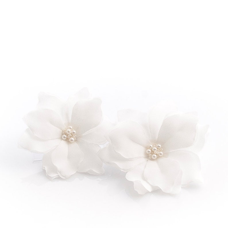 Magnolia Hair Flowers Bridal Bridal Hair Piece Magnolia Hair Flower Clip Set of 2 Bridal Hair Accessories Wedding Hair Accessories image 5