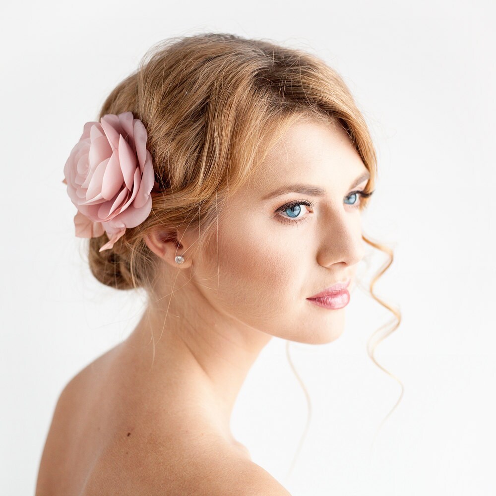 Blush Pink Rose Hair Clip: Handmade Bridal Accessory - Etsy