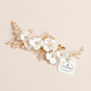 Bridal Hair Piece Cherry Blossom Bridal Head Piece with Silk Flowers and Pearls Wedding Hair Piece Floral Flower Hair Comb image 5