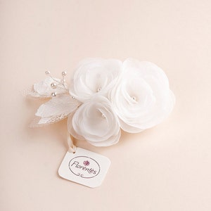 Bridal Hair Piece Ivory or White Flower Hair Piece Organza Lace Wedding Hair Accessories Bridal Hair Accessories image 4
