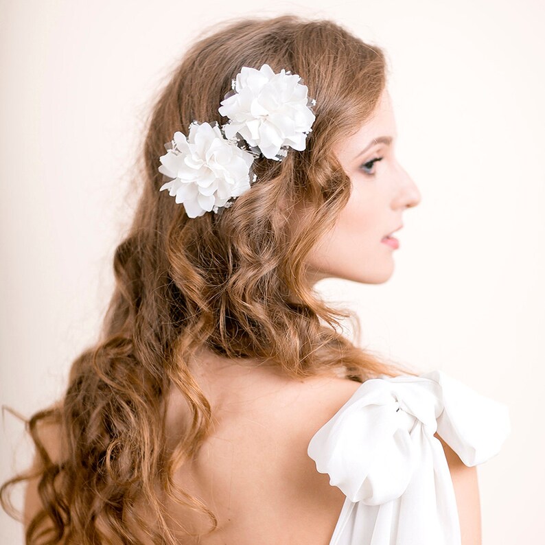 Wedding Hair Piece Vintage Lace Wedding Hair Flower Clip Set of 2 Bridal Hair Piece Bohemian Wedding image 2