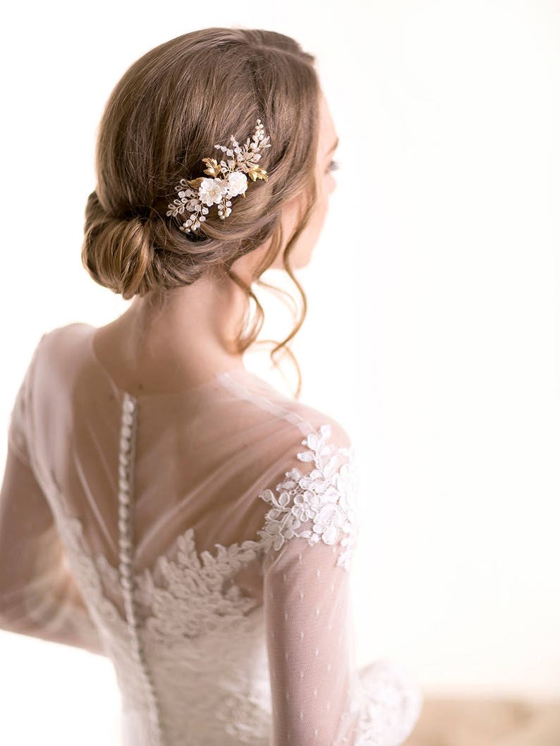 Floral Bridal Hair Comb With Natural Silk Flowers and Etsy