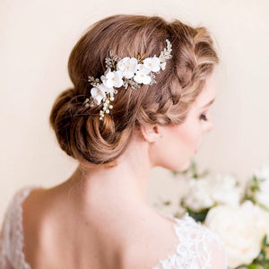 Bridal Hair Piece Cherry Blossom Bridal Head Piece with Silk Flowers and Pearls Wedding Hair Piece Floral Flower Hair Comb image 2