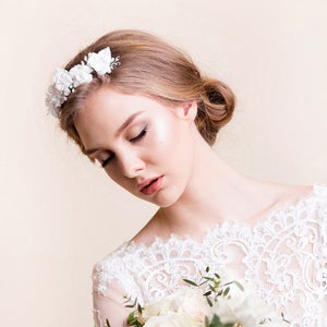 Bridal Crown Floral Bridal Head Piece Silk Flower Crown Wedding Headpiece Wedding Hair Piece image 3