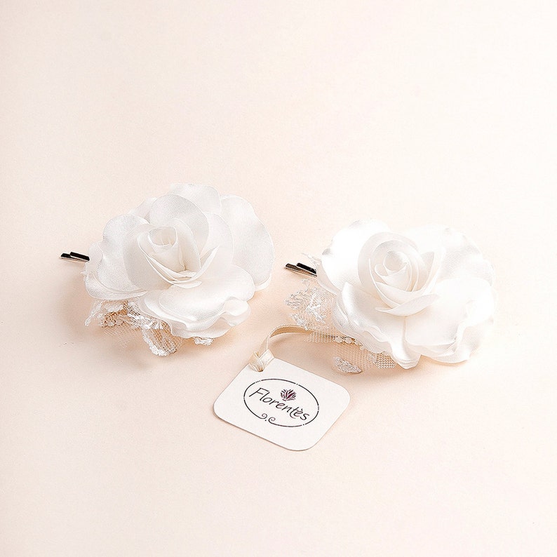 Wedding Hair Pins Gardenia Flower Bridal Hair Pins Set of 2 Flower Hair Accessories Ivory / Soft White / White Floral Hair Clip image 4