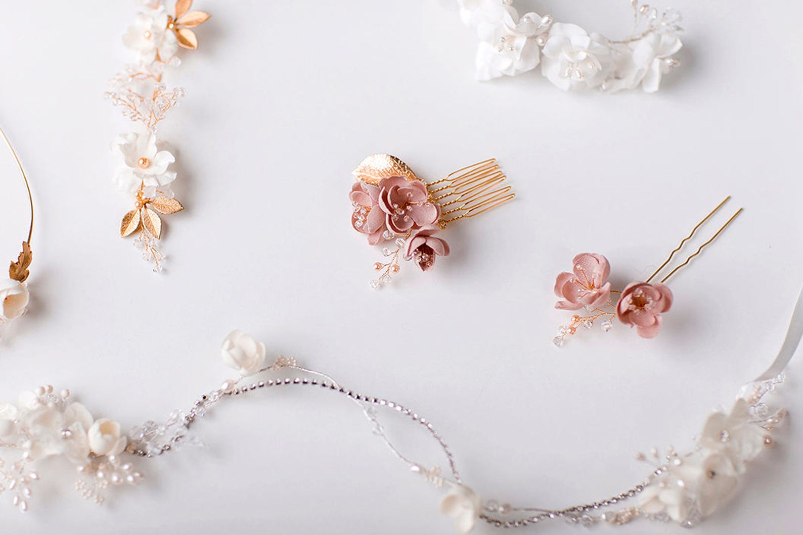 Natural Silk Flower Hair Pins Cherry Blossom Bridal Hairpins Etsy UK