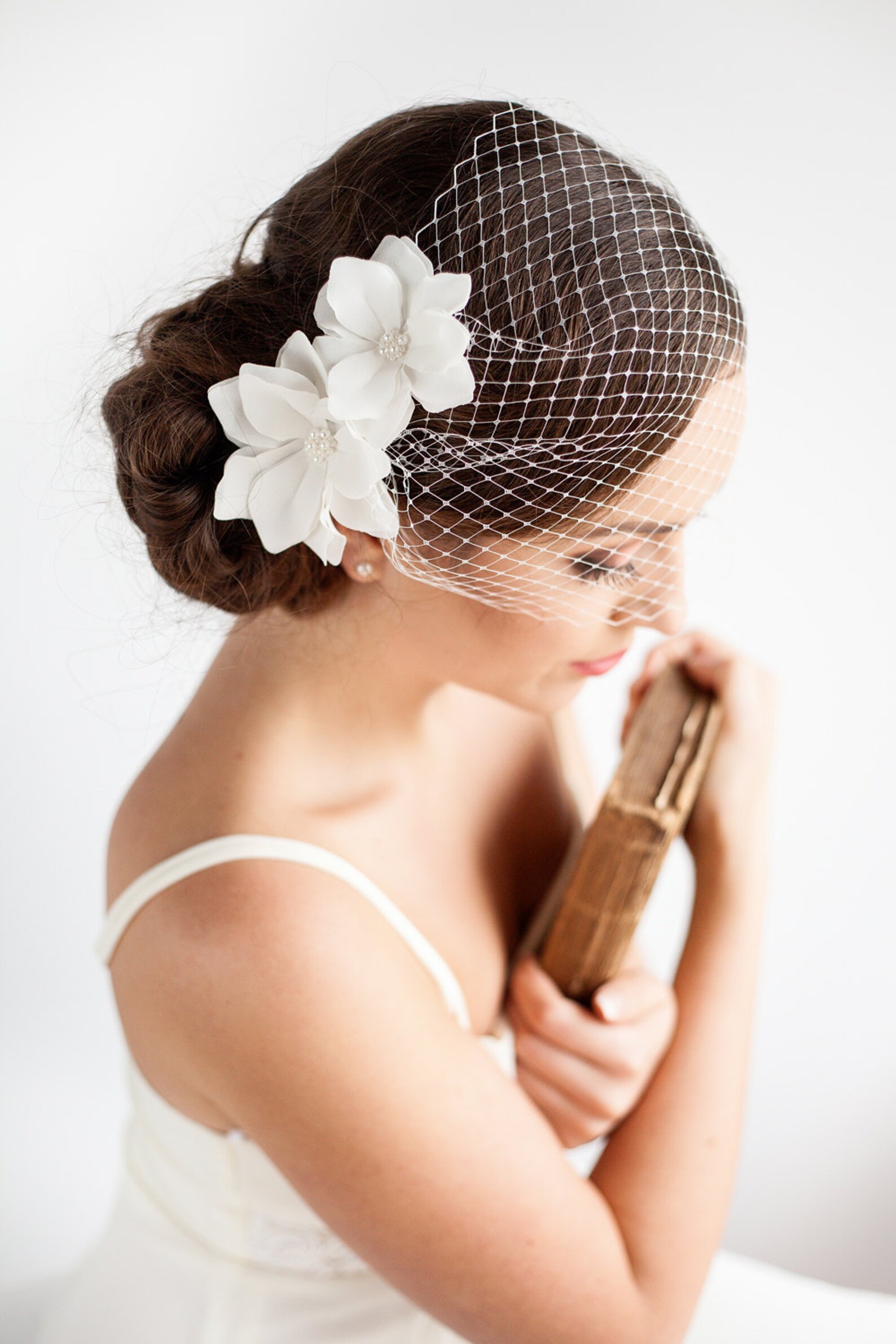 Birdcage Veil With Flowers 9 Bandeau Birdcage Veil Etsy