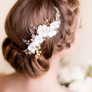 Bridal Hair Piece Cherry Blossom Bridal Head Piece with Silk Flowers and Pearls Wedding Hair Piece Floral Flower Hair Comb image 3