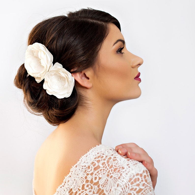 Bridal Hair Flowers Peony Rose Wedding Flower Hair Piece Etsy Canada