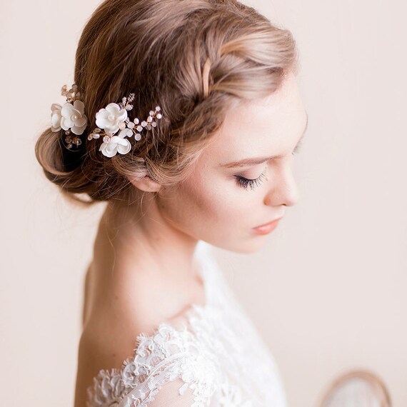 Bridal Hair Pins of Apple Blossom Wedding Flower Pins | Etsy