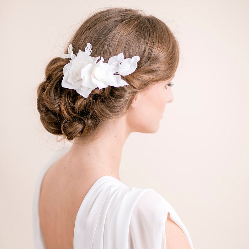 Lily Magnolia Flower Hair Piece Bridal Hairpiece Flower Lace Wedding Hair Piece Bridal Hair Accessories image 1