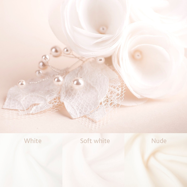 Bridal Hair Piece Ivory or White Flower Hair Piece Organza Lace Wedding Hair Accessories Bridal Hair Accessories image 3