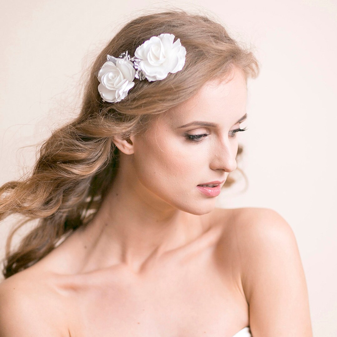 Wedding Hair Pins Gardenia Flower Bridal Hair Pins Set of 2 Flower Hair