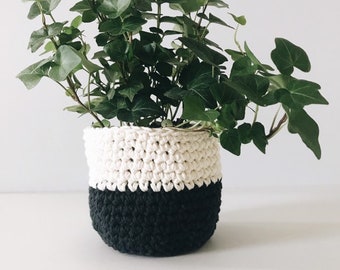 Small Colorblock Planter Basket || The Cotton Collection || 4.5" diameter