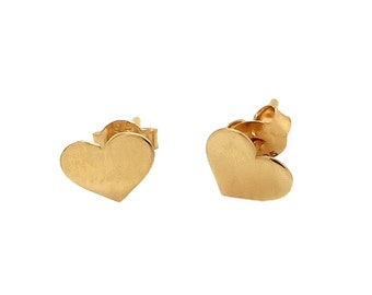 14K Gold Heart Stud Earrings, Dainty Love Earrings, Solid Gold Hearts Earrings, Small Gold Studs, Valentine's Day Gift, Valentines Earrings