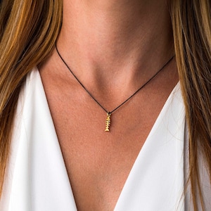 Little Fish Necklace, Fish bone Necklace, Minimal Animal Necklace, Layering Necklace