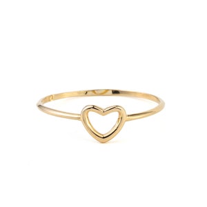 Gold Heart Ring 9K, Love Ring, Minimalist Stackable Rings, Valentines Gift for Her, Stacking tiny heart ring