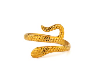 Gold Plated Simple Snake Ring, Animal Ring, Serpent Wrap Ring, Vintage Stackable Ring
