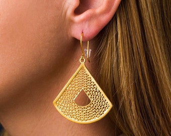 Vergoldete Dreieck Ohrringe, Boho Ohrringe, Geometrische Statement Ohrringe