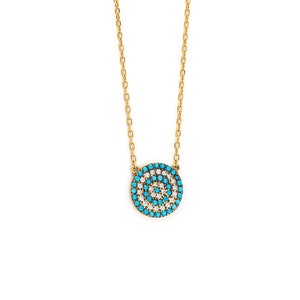 14K Gold Turquoise Evil Eye Necklace, Handmade Protection Necklace, Evil Eye Jewelry, Greek Jewelry, Eye Layering Necklace, Best Friend Gift