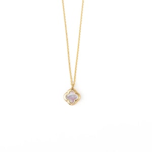 Clover Necklace 14K Gold, Mother of Pearl Necklace, Minimal Lucky Necklace, Solid Gold Everyday Jewerly
