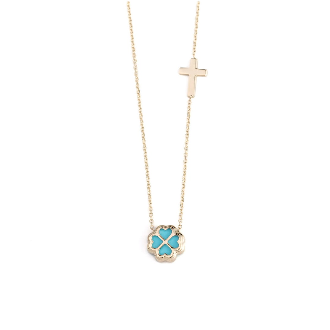 Isolde Cross & Clover Scarf Necklace Set