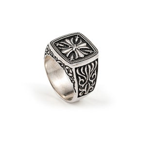 Sterling Silver Byzantine Cross Vintage Ring, Handmade Statement Ring ...