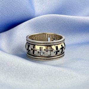 Sterling Silver Byzantine Crosses Ring, Handmade Statement Ring, Men&#39;s Jewelry, Byzantine Jewelry