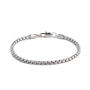 Round Box Chain Bracelets Stainless Steel Bracelet for Men, Chain Link Bracelet, Bracelets for Men, Chain Bracelet Men, Gift for Husband