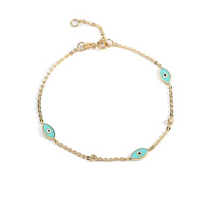 EYE PROTECTION BRACELET - TURQUOISE WITH SKY BLUE EYE - GOLD