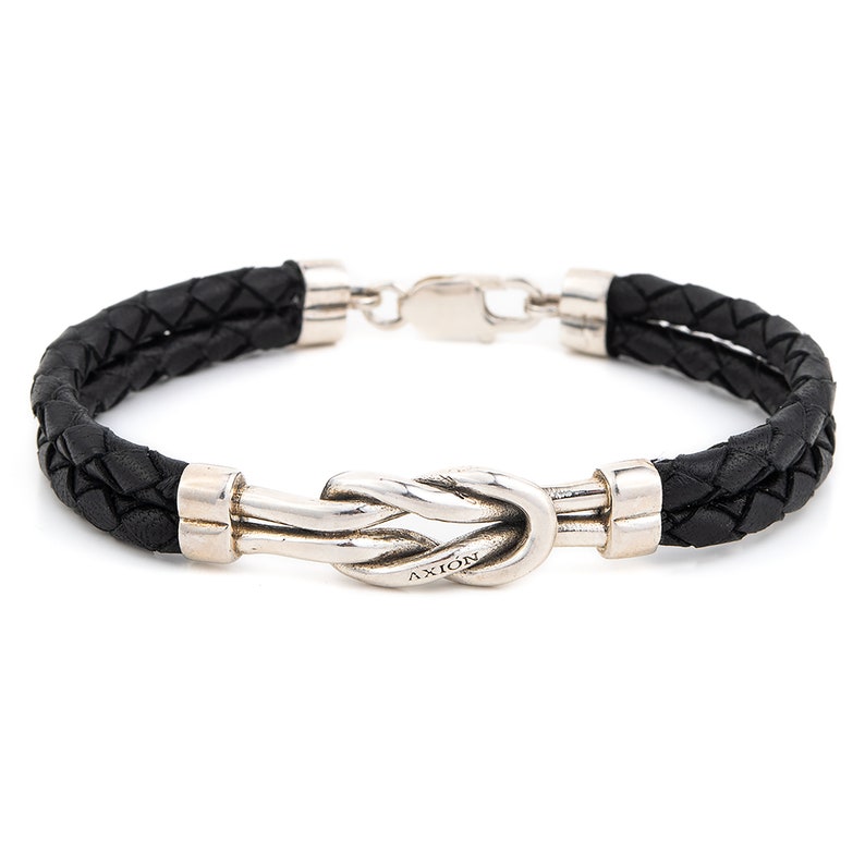 Sterling Silver Nautical Hercules Knot Bracelet, Handmade Men's Bracelet, Genuine Leather Bracelet, Gifts for him image 8