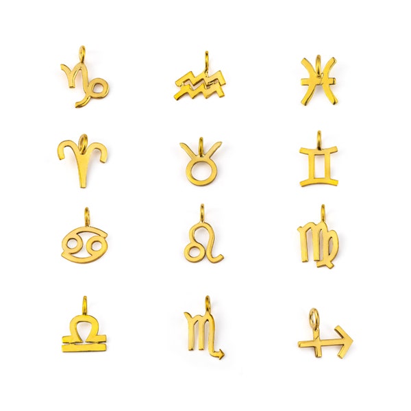Collier du zodiaque en or 14 carats, collier avec pendentif signe du zodiaque, constellation de l'horoscope, collier d'anniversaire