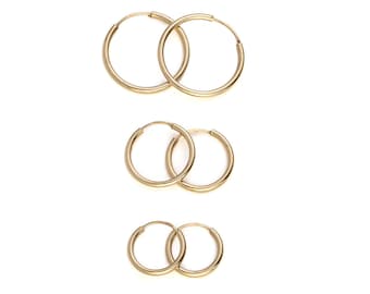 Solid Gold Sleeper Hoops 14K Gold, Gold Hoops, Minimal Hoop Earrings, Anniversary Gifts, Everyday Earrings