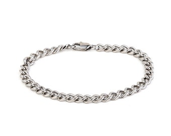 Curb Chain armband roestvrij staal, ketting link armband, Cubaanse schakelketting, dikke armband, minimalistische armband, cadeau voor mannen of vrouwen