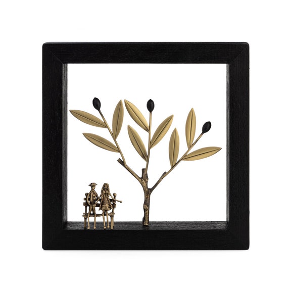 Couple Wood Art Frame Home Decor, Olive Tree Wooden Art, Greek Artwork Decoration