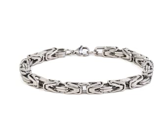 Byzantine chain Stainless Steel Bracelet, Mens Bracelet, Thick Stainless Steel Bracelet, Chunky Chain for Men, Gift for Husband